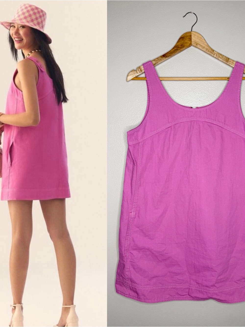 PILCRO Anthropologie Pink Cotton Denim Mini Shift Dress